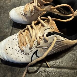 Nike Kids White and Black Sneakers with Tan Accents